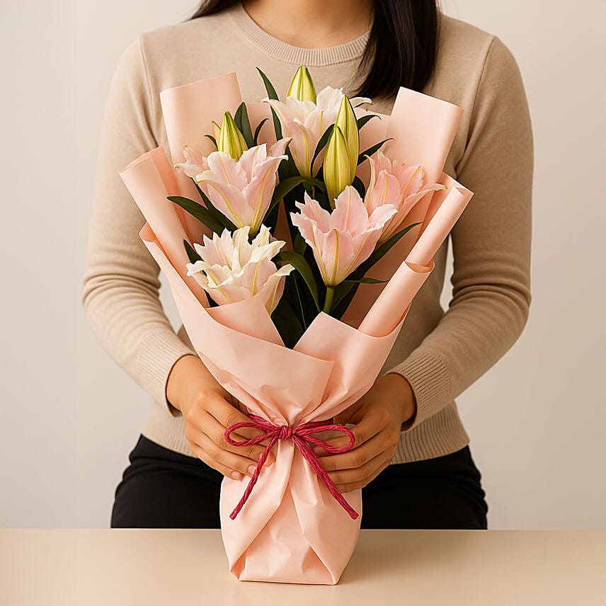 Passionate Oriental Pink Lilies: Flowers Delivery Same Day