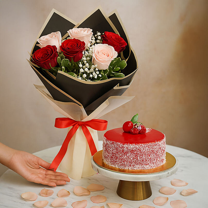 Stolen Kisses With Mousse Cake: Flowers And Cake For Anniversary