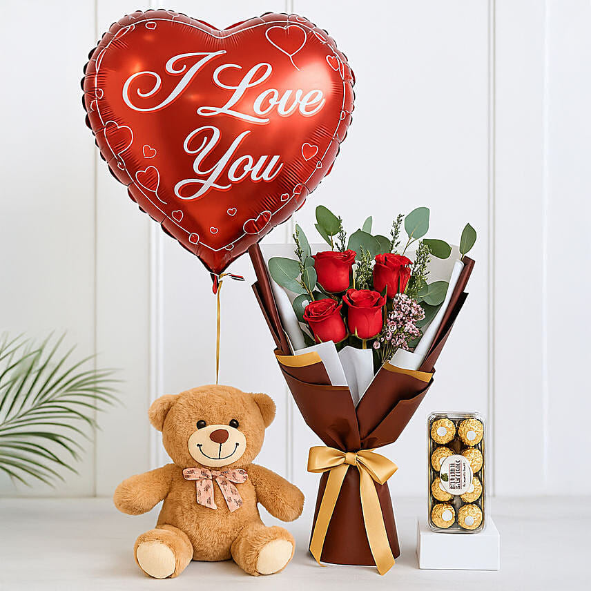Adorable Love Gift Combo Arrangement: Fresh Flowers 