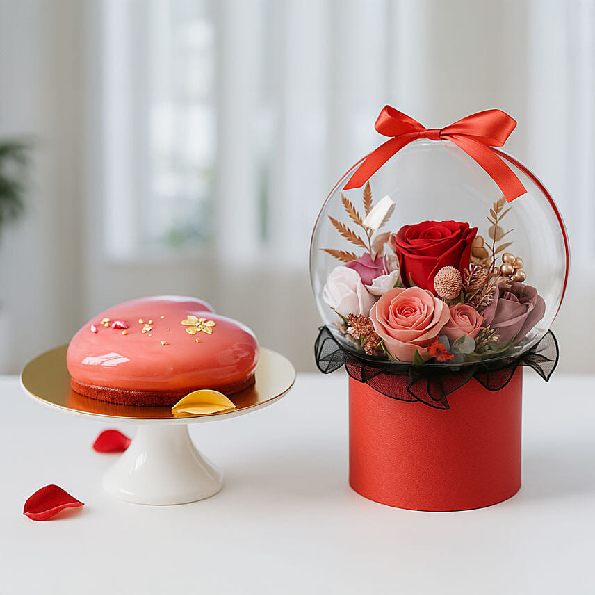 Vday Cake and Soap Roses Box: Valentine's Cake