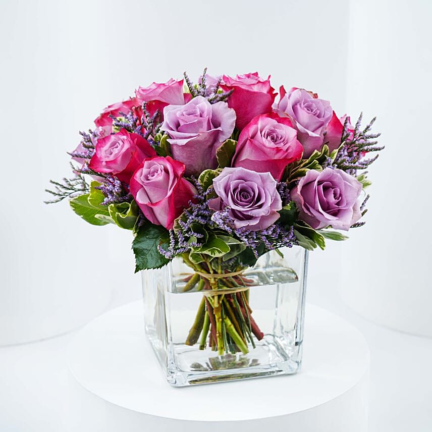 Vase Of Royal Purple Roses: Flowers For Women