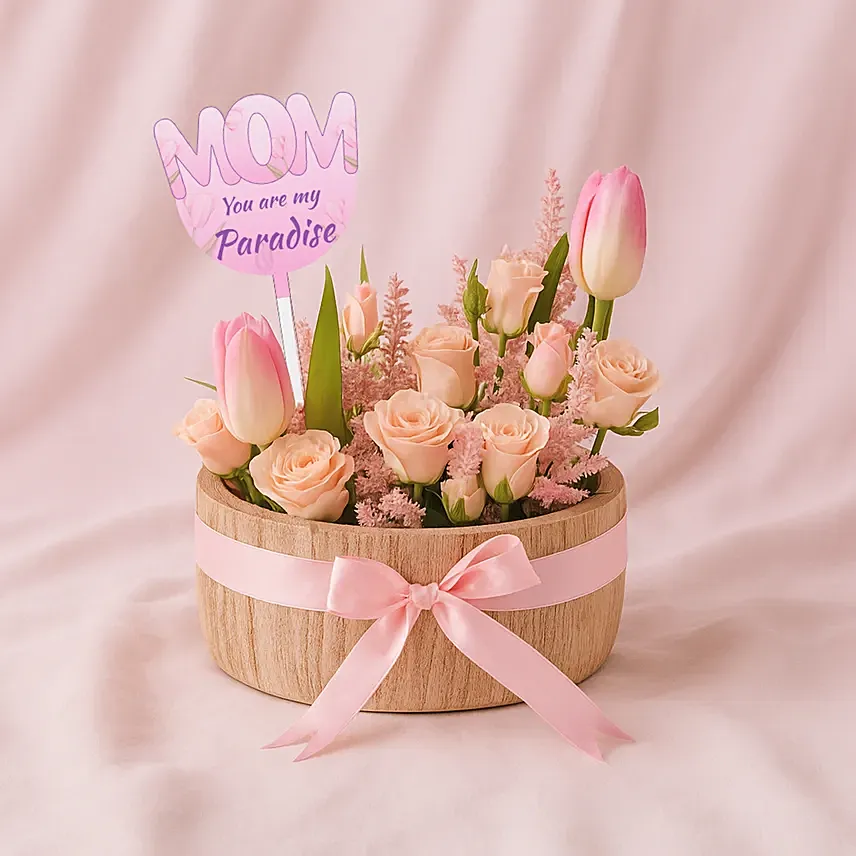 Mom Gentle Love Tulips and Rose: Same Day Delivery Gifts - Order Before 10 PM