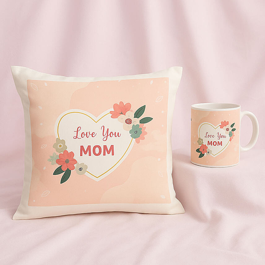 Love For Mom Cushion & Mug: 