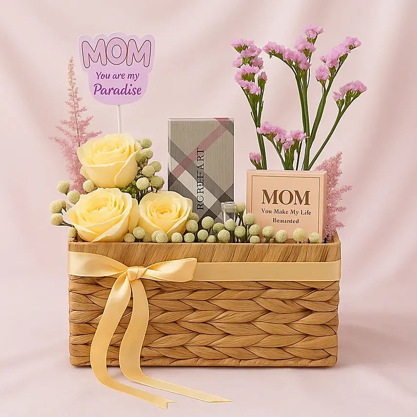 Mothers Day Burberry Brit Perfume and Flowers Basket: Mother's Day Bundle Deals