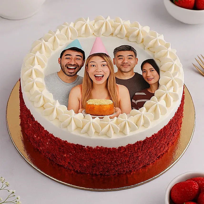Red Velvet Photo Cake For Birthday: Red Velvet Cake