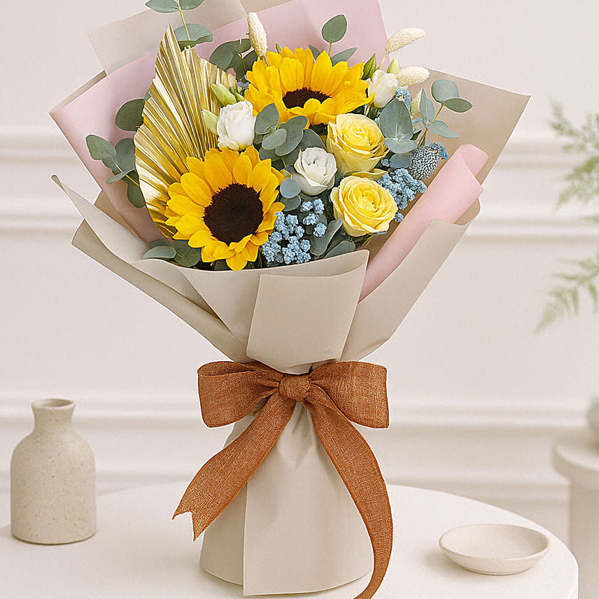 Timeless Mixed Flowers Bouquet: Sunflower Arrangements
