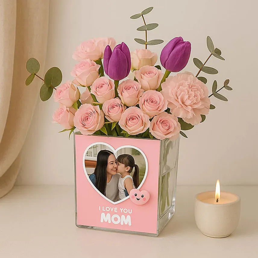 Love You Mama Personalised Flowers Vase: Mother's Day Flowers