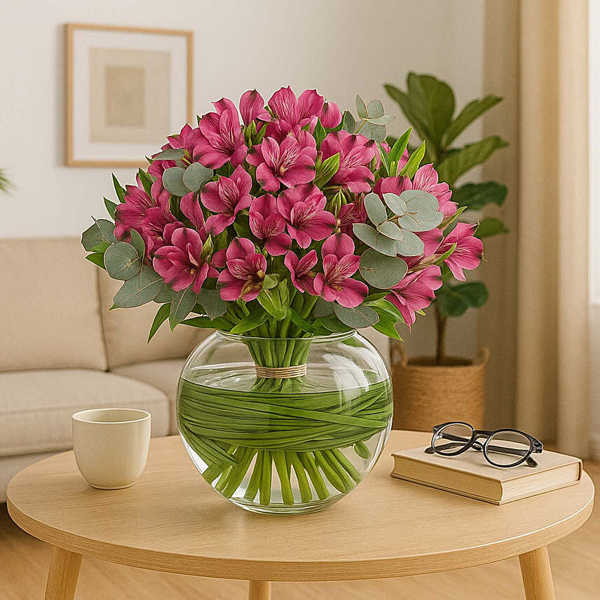 Purple Peruvian Lily Arrangement: Table Centerpieces