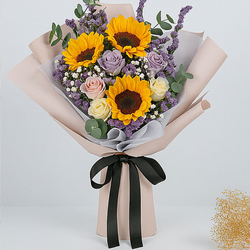 Happy Sunshine Bouquet: Sunflower Arrangements