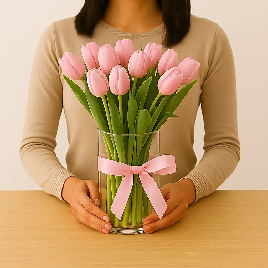 10 Pink Tulip Arrangement: Last Minute Gifts Singapore