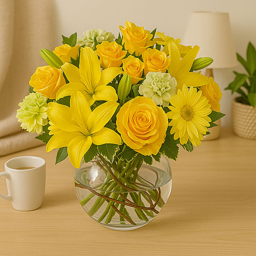 Bowl Of Happy Flowers: Lily Flower Bouquets