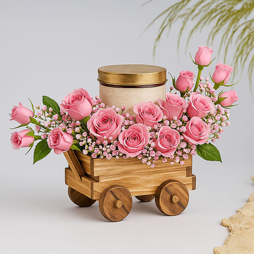 Jar Cake and Roses Box: Flower Arrangements With Cake