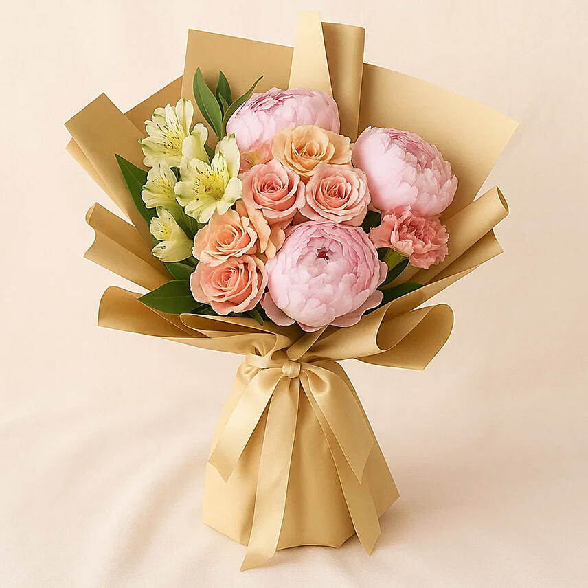 Pink Elegance Bouquet: Peonies