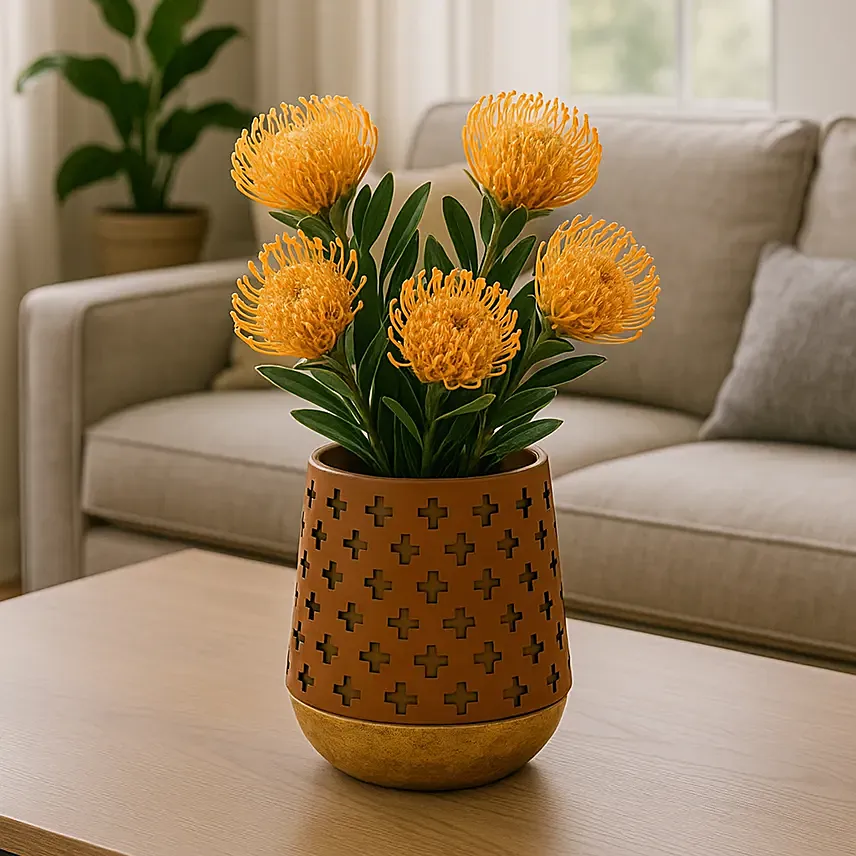 Pin Cushion Flowers Vase: Artificial Flowers