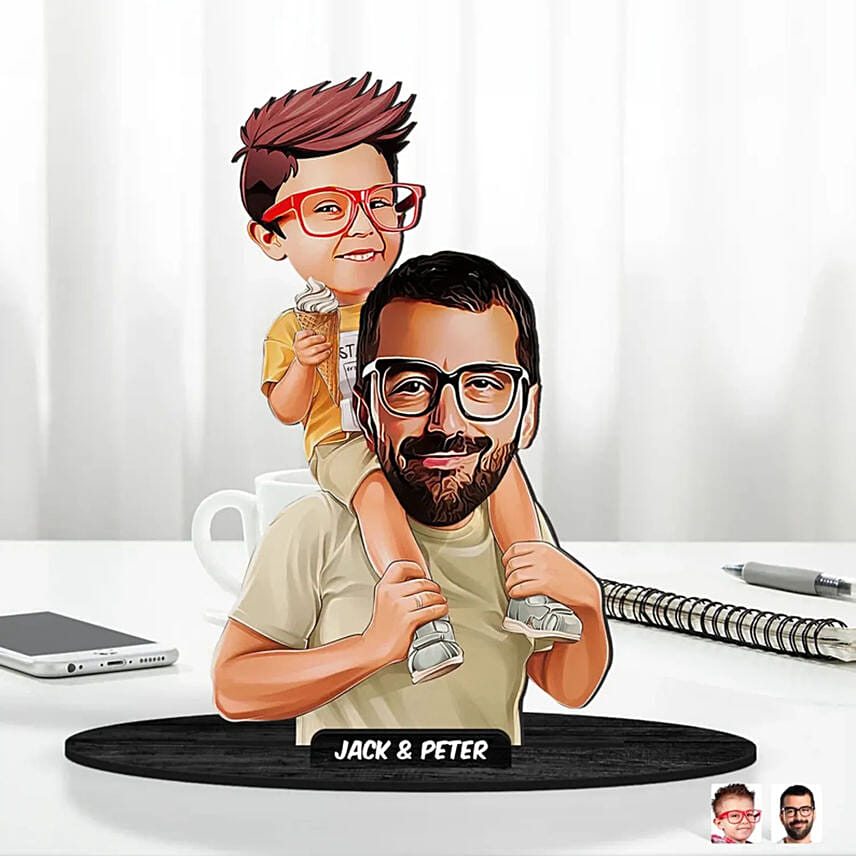 Personalised Caricature For Dad and Kid: Personalised Caricatures