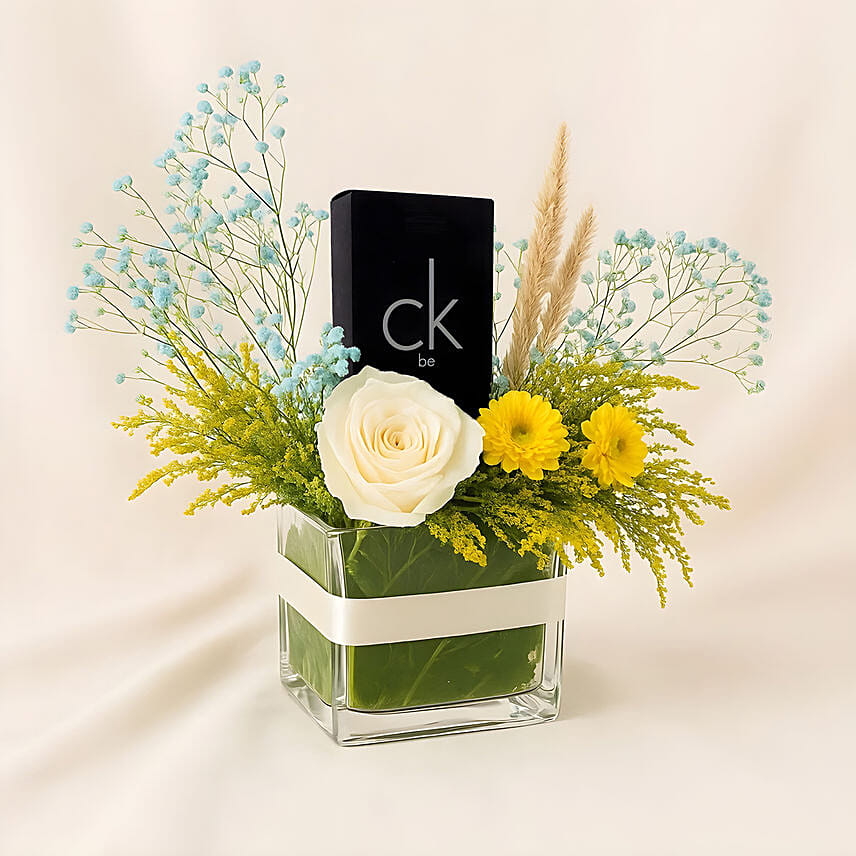 Flowers and CK Be Perfume Bundle Gift For Him: 