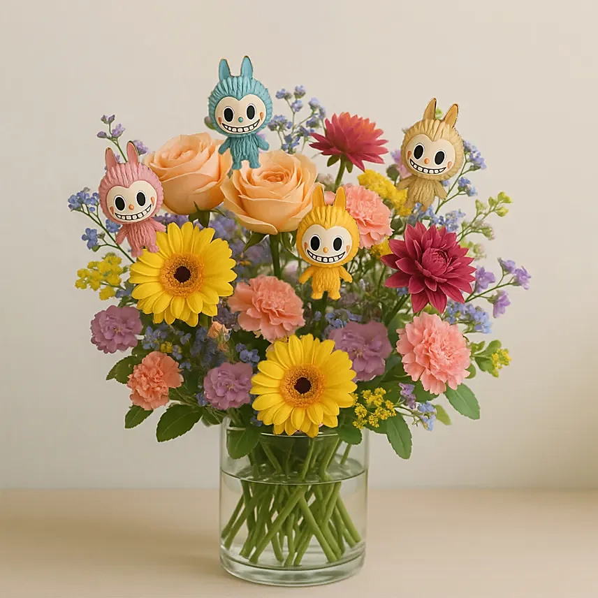 Mixed Flower Labubu Flower Vase: Trending Gifts