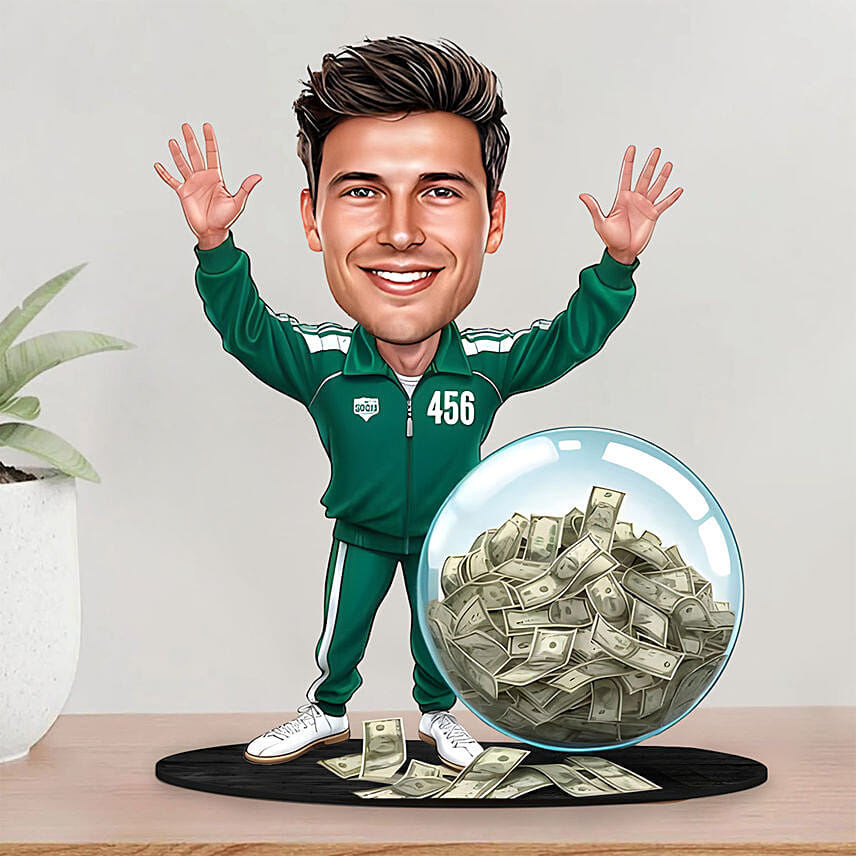 Personalised Caricature Green Tracksuit No.456: Customized Gifts