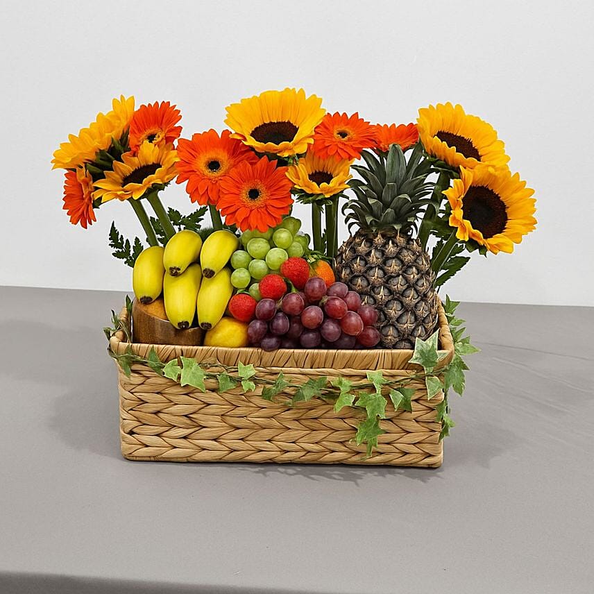 Exotic Fruits White Basket: For Birthday