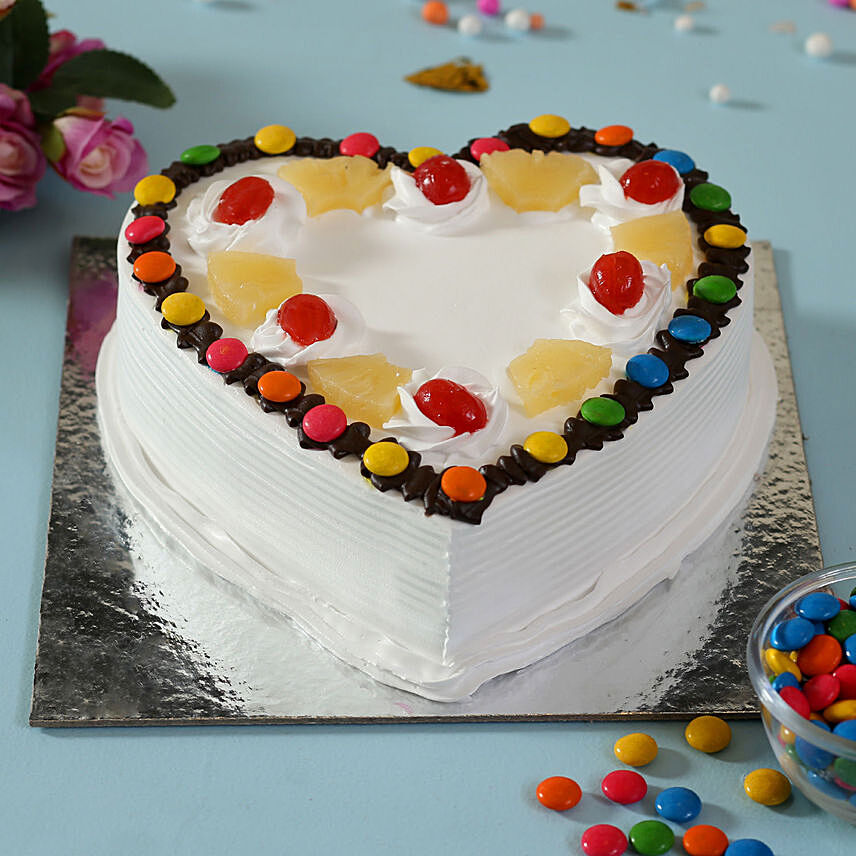 Heart Shaped Pineapple Gems Cake Half Kg: Cake Delivery in Philippines