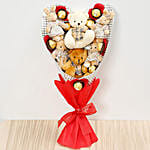 Chocolates and Teddy Bear Heart Shaped Bouquet