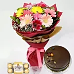 Gerberas Bouquet With Choco Cake & Ferrero Rocher