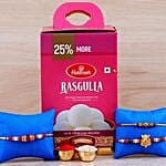 Combo Of 2 Rakhis And Rasgulla Tin