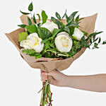 Elegant 5 White Peonies Bouquet