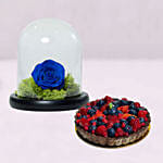 Elegant Blue Rose & Berry Tart Cake