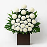 White Ball Mums Flower Stand