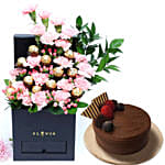 Affairs Of Hearts Arrangement With Chocolate Cake
