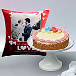 Cheese Cake With Personalised Anniversay Cushion