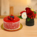 Roses And Rocher In The Box With Mini Cheese Cake
