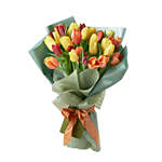 Beautifully Wrapped Mixed Tulips Bouquet