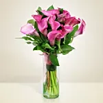 Gracious Pink Calla Lilies Glass Vase