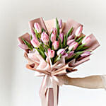 Lovely Pink N Light Pink Tulips Bouquet