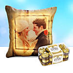 Personalised Led Cushion For Couple With Ferrero Rocher