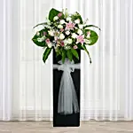 Heartfelt Condolence Mixed Flowers Black Stand