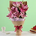 5 Oriental Pink Lilies Bunch