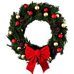 Red Bow Christmas Wreath 25 Cms