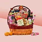 Happy Chinese New Year Wine Treats Basket