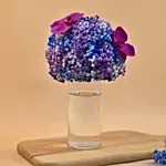 Purple Baby Breath & Phalaenopsis Cylindrical Vase