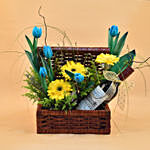 Mixed Flowers & Red Wine Box Basket