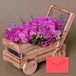 Purple Roses Arrangement with Greeting Card