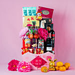 Assorted Goodies Leather Gift Basket