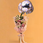 Dignified Mixed Flowers Bouquet with Anniversary Balloon Set