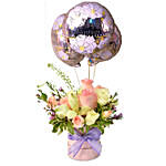 Mesmerising Floral Charm Arrangement with Anniversary Balloon Set