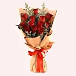 Red Roses & Limonium Beautifully Tied Hand Bouquet