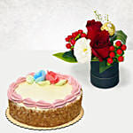 Box of Roses With Mini Cheese Cake