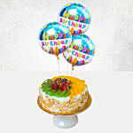 Fruit Cake With Birthday Balloons